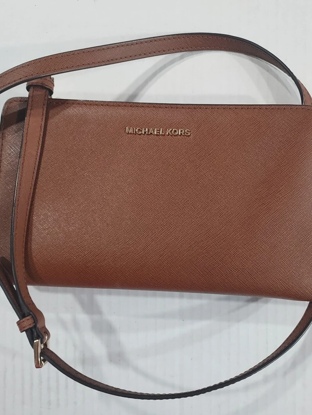 Michael Kors Chestnut Saffiano Crossbody Bag with Gold Logo